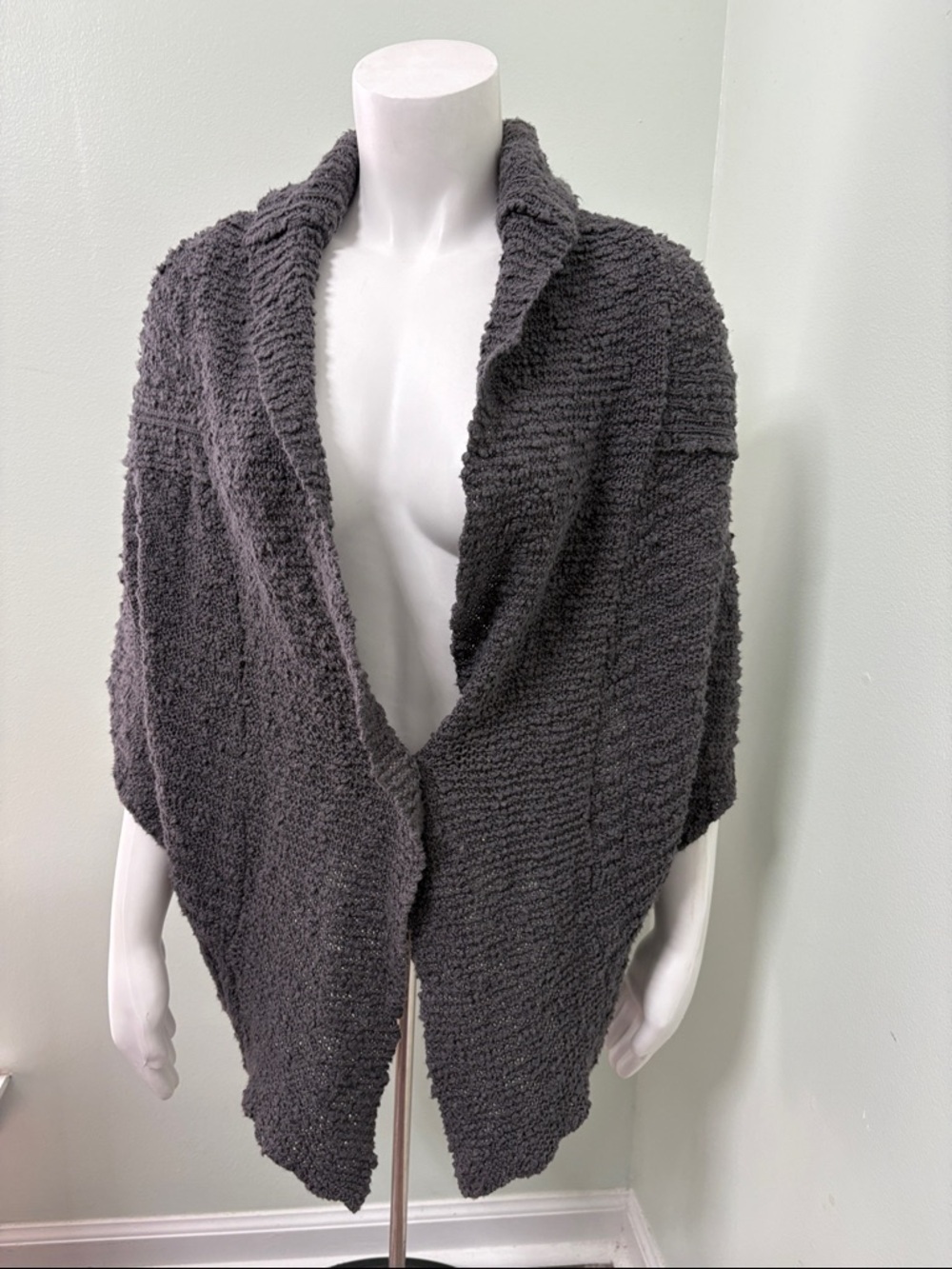 ANTHROPOLOGIE Moth Gray Chunky Cardigan Sweater Open M/L